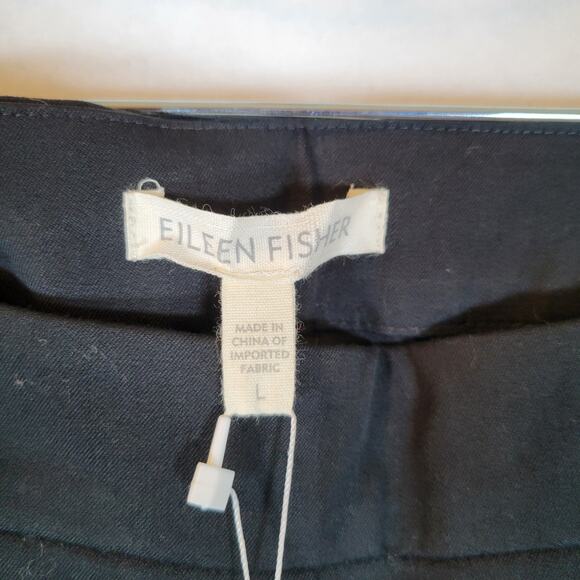 Eileen Fisher Womens Slim Ankle Trouser Pant Size Large Black Organic Cotton - Picture 5 of 13